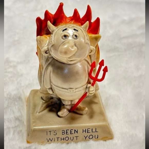 Vintage Other - 70s Vintage It's Been Hell Without You Small Statue Figurine Figure 5" Tall